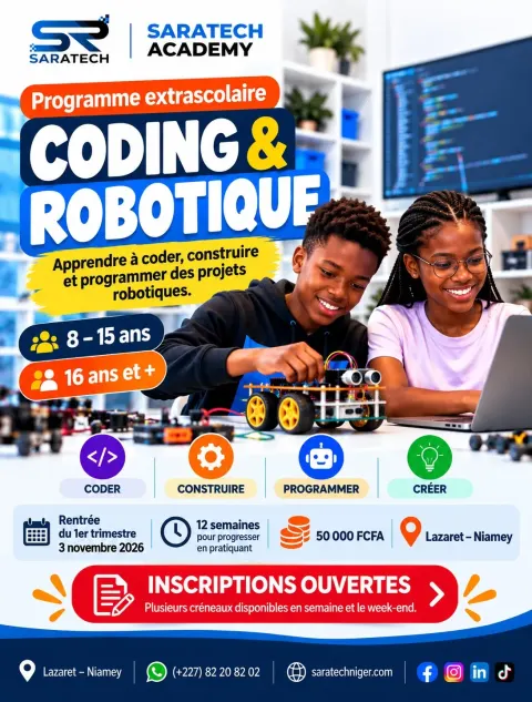 Cours de Coding et Robotique à Niamey : les inscriptions sont ouvertes pour le 1er trimestre 2026–2027 !