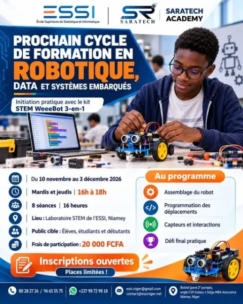 L’ESSI et Saratech Academy annoncent une formation en robotique à Niamey